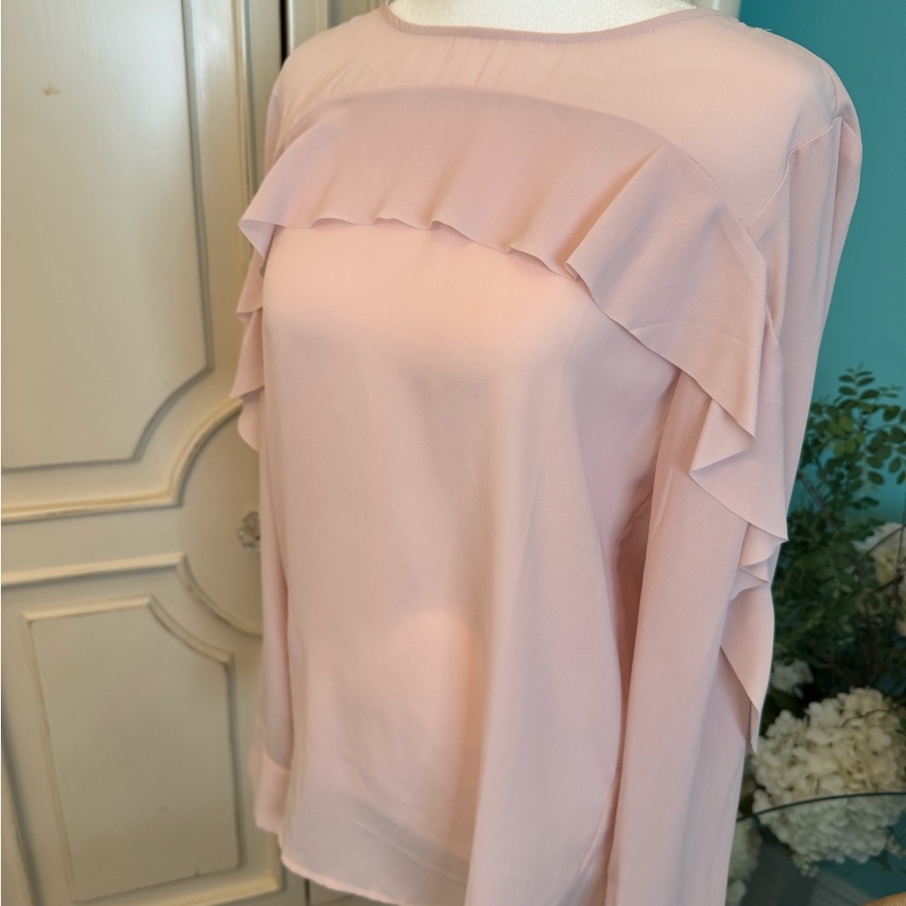 Elegant Pink Ruffle Blouse